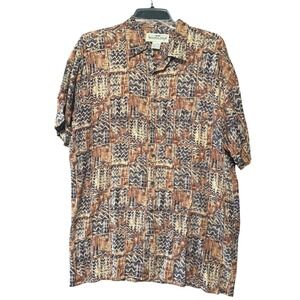 Natural Issue Abstract Print Button Up Short Sleeve Shirt Large Vintage Summer